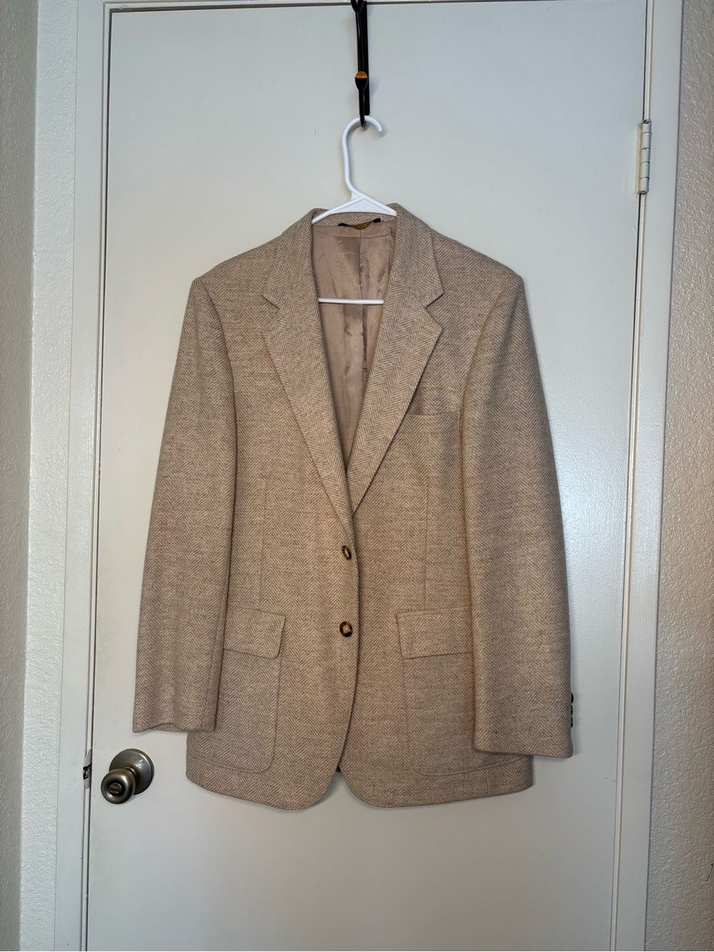 Vintage Farah Mens 100% Pure Wool Herringbone Tweed Blazer